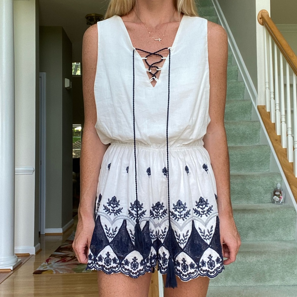 Francesca blue & white romper